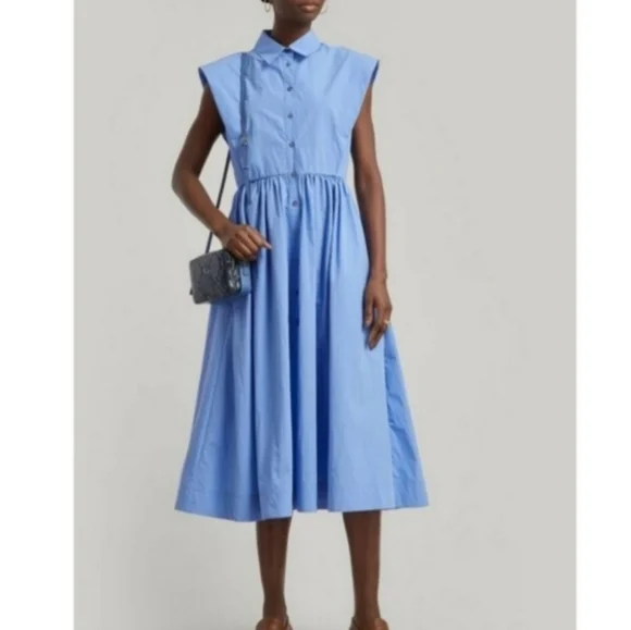 CO EXAGGERATED SHOULDER SLEEVELESS SHIRT DRESS - Picture 1 of 9